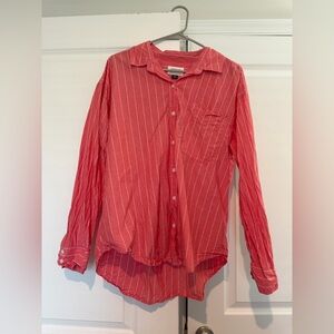 American Eagle Pink-Coral Striped Women's Shirt